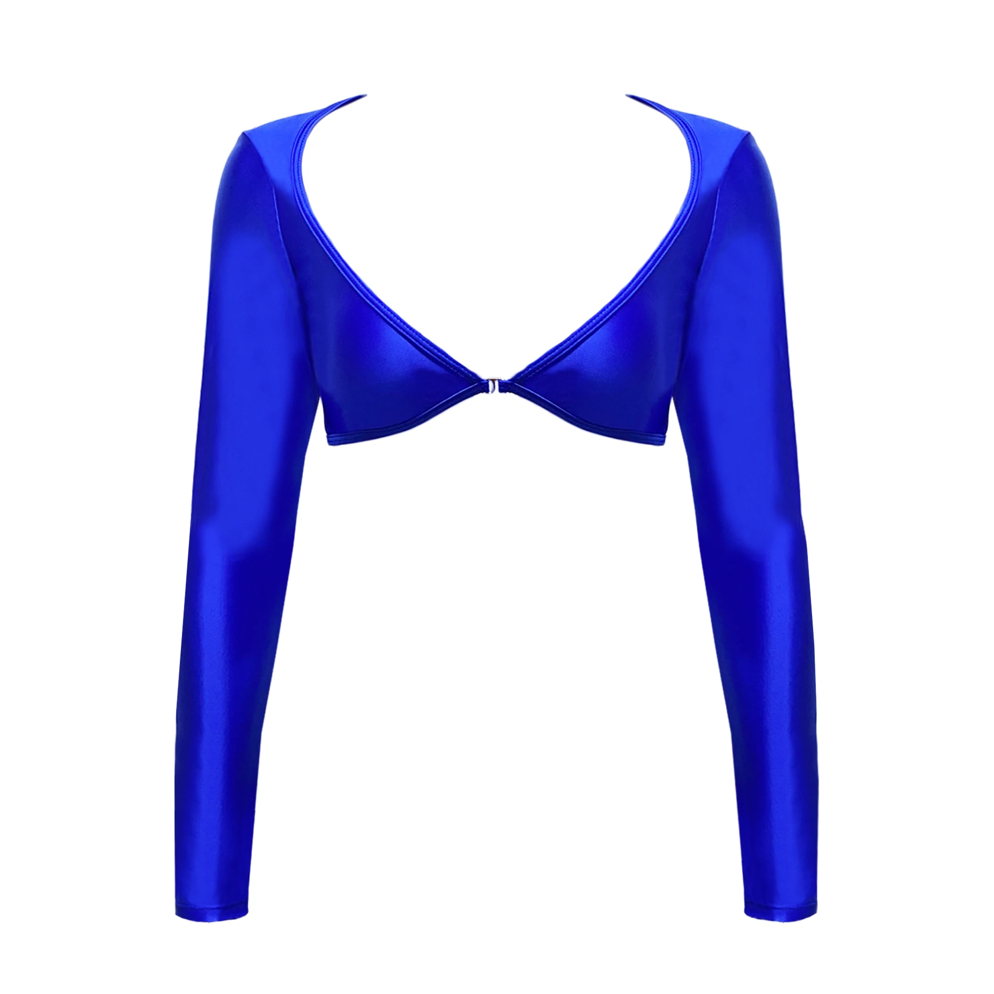 XCKNY satin glossy sexy long sleeve top Sports Glossy Silk Skinny Yoga swim Expose the navel smooth low-cut Top