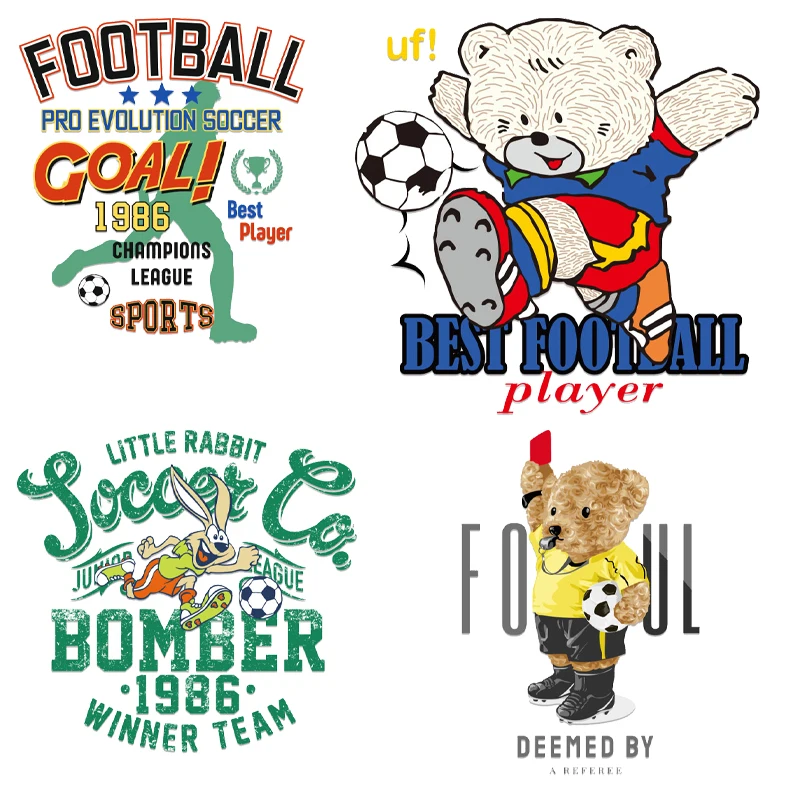 

Cartoon Football Animals Thermo-adhesive Letters for Clothes Heat Transfers for Clothing Anime Patches Badges Clorhing Stickers
