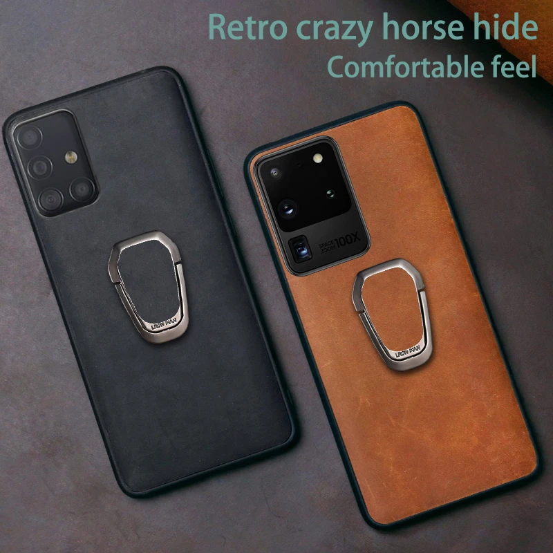 Leather Phone Case For Samsung Galaxy S20 Ultra S8 S9 S10 S10e Note 10 20 Plus A30s A50 A50s A70 A51 A71 Crazy Horse Skin Cover