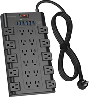2022 power strip superdanny surge protector with 22 ac outlets and 6 usb charging ports 1875w15a 2100 joules 6 5ft flat