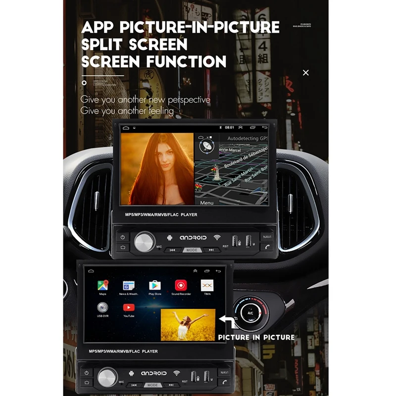 7-дюймовый автомобильный радиоприемник Android электрический выдвижной экран Carplay 3