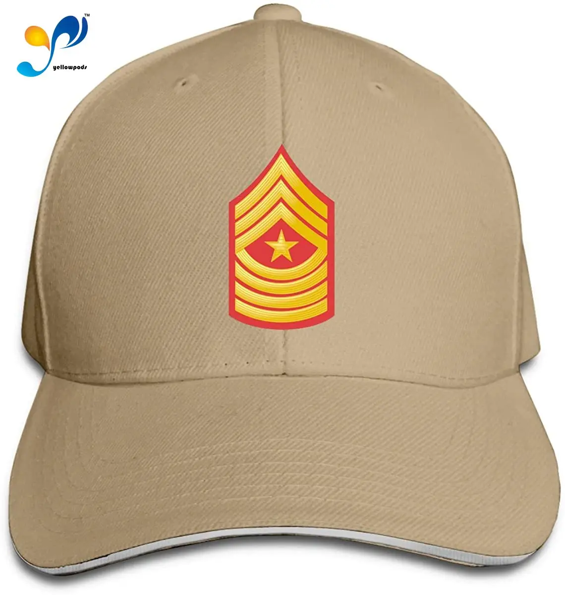 

U.S.M.C E-9 Sergeant Major RED Gold Chevron Men Cotton Classic Baseball Cap Adjustable Size