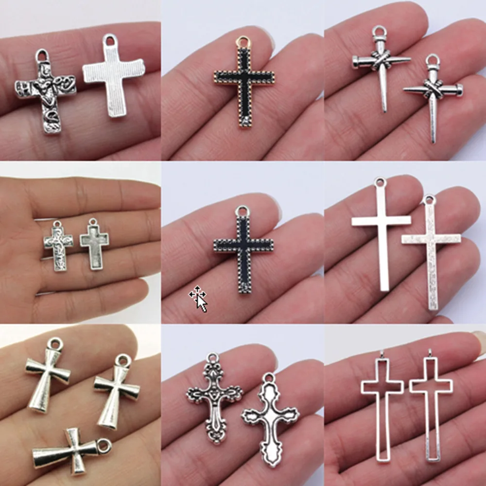 

Объемные подвески для подвесок, ювелирные аксессуары «сделай сам», двусторонние черные эмалированные подвески-кресты