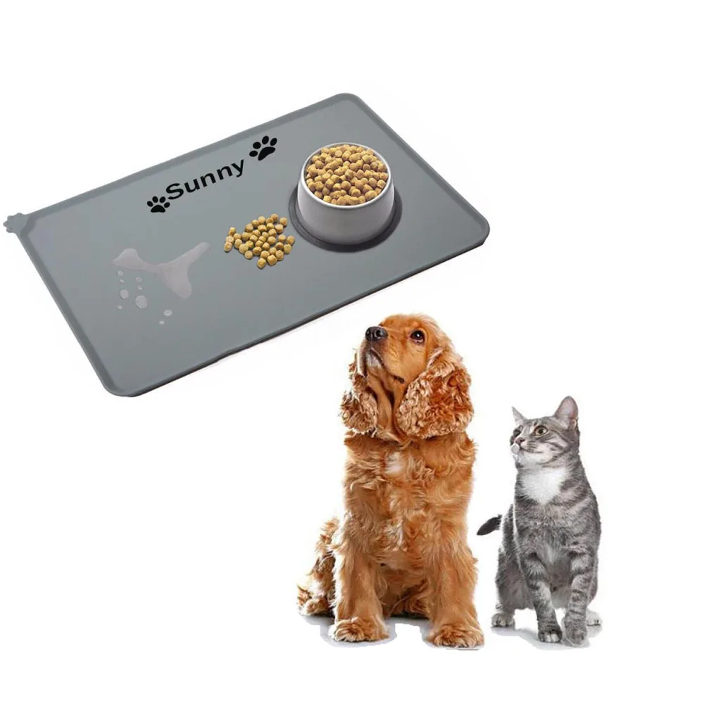 Custom Non-Slip Pet Feeding Mat Waterproof Add Personalized Print Pet Food Silicone Pad Pet Bowl Drinking Placemat Easy Washing