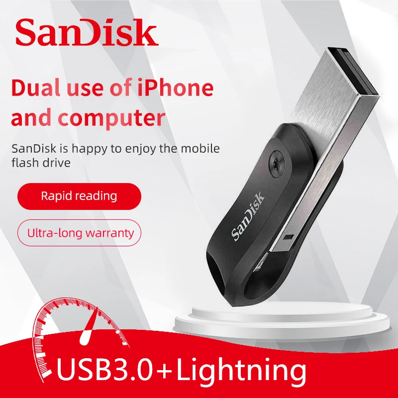 Двойной Флеш-накопитель SanDisk iXpand флеш-накопитель Go USB флэш-накопитель 128 ГБ 256 USB3.0