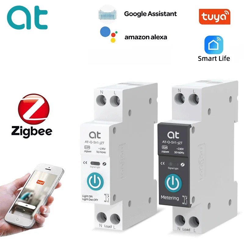 TUYA ZigBee автомат защити цепи 1P 63A с измерителем мощности