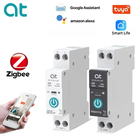Умный автоматический выключатель TUYA ZigBee, 1P 63a, DIN-рейка для умного дома, беспроводной пульт дистанционного управления, переключатель с API