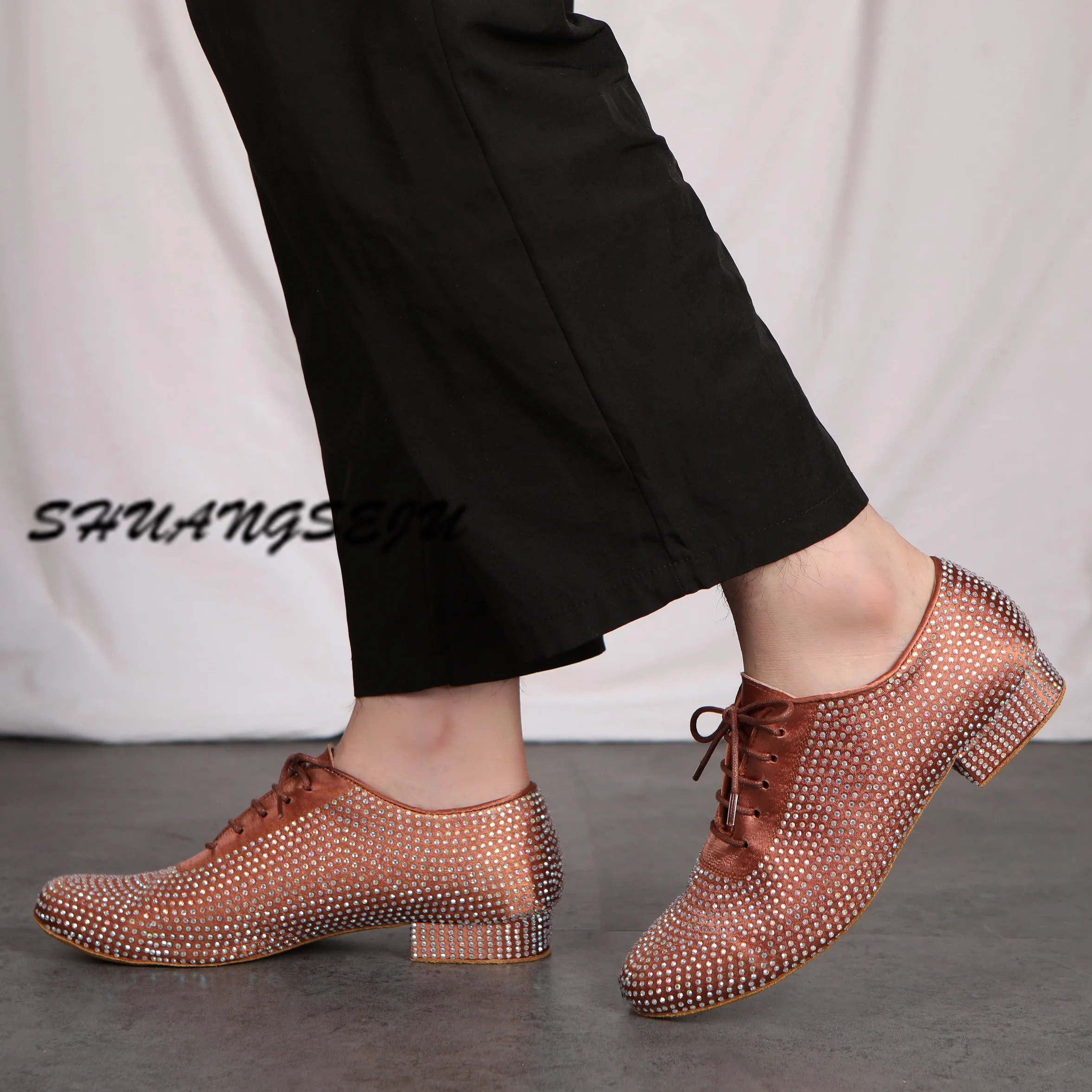 Туфли SHUANGSEJU мужские для латиноамериканских танцев сатиновые модные