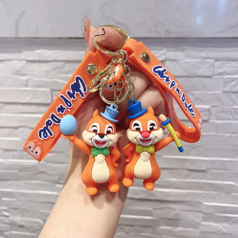 

Disney Chip 'n' Dale Keychain Cartoon Lively Cute and Clever Squirrel Keyring Fashion Couple Ornament Key Chain Car Pendant Gift