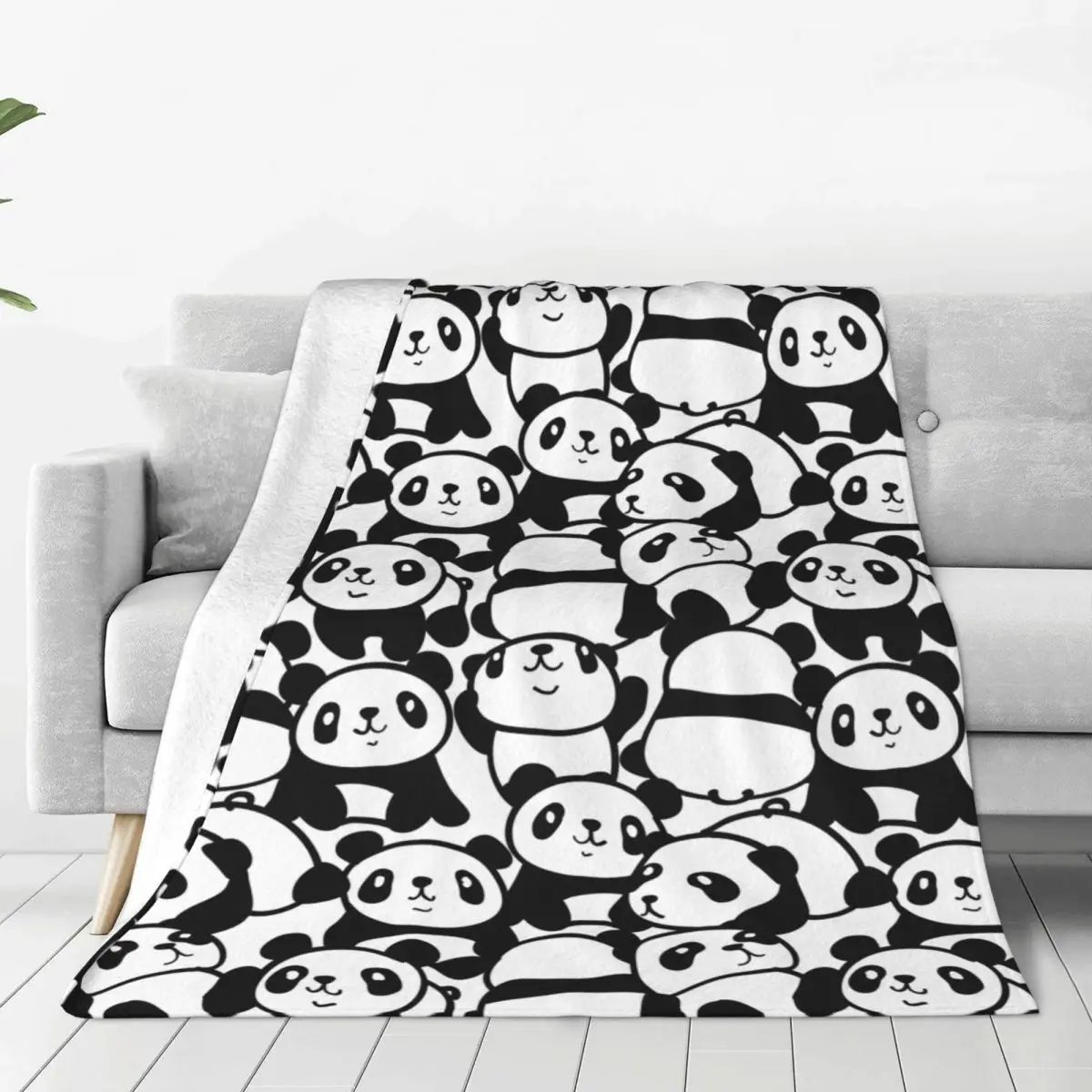

Panda Cartoon Pattern Blanket Lovely Animal Plush Awesome Warm Throw Blanket for Home Winter