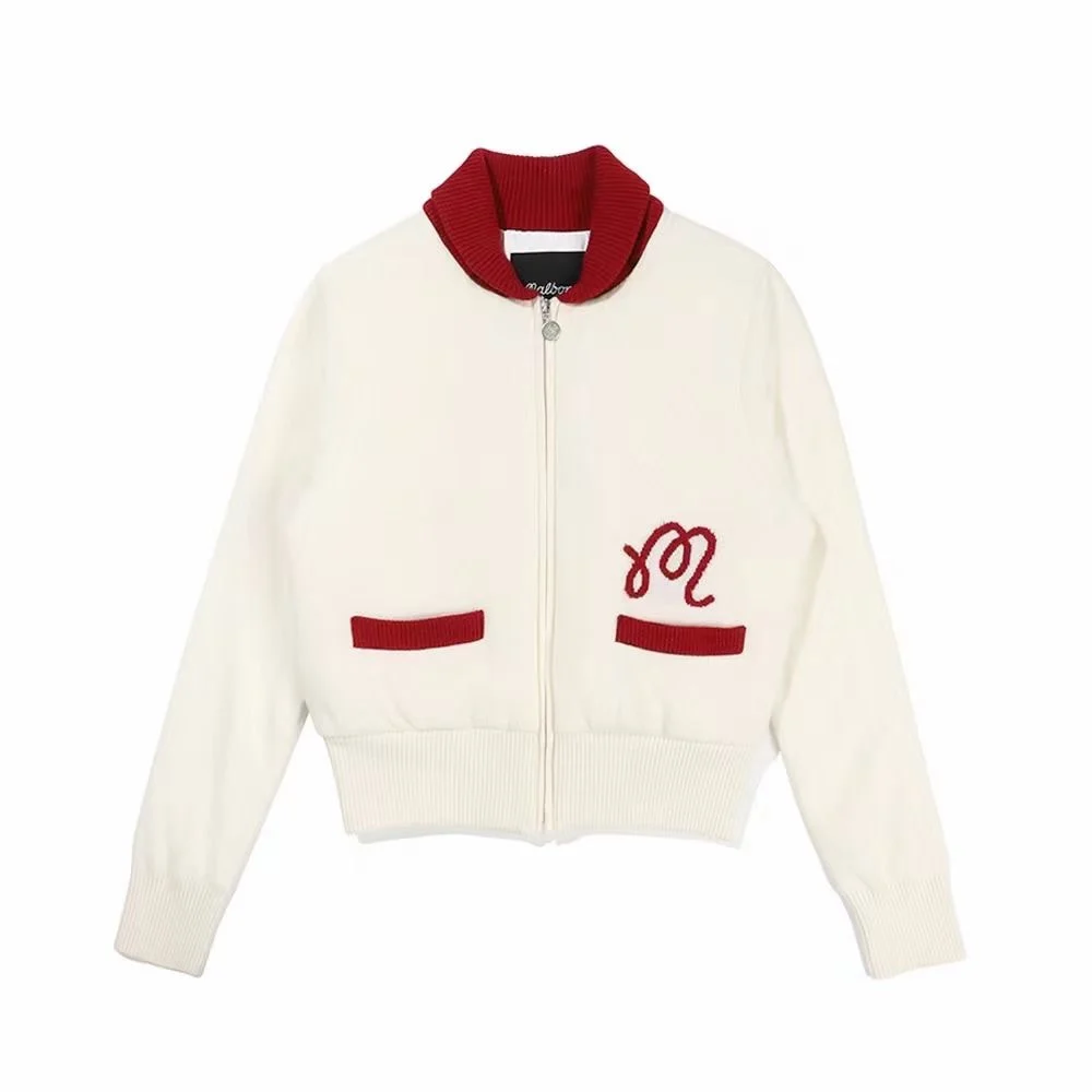 

Южная Корея, оригинальная одежда для гольфа Malbon, Женский вязаный кашемировый топ, осенне-зимнее Теплое повседневное Свободное пальто