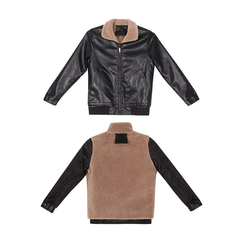 Burgundy Leather Coat Women's Short Plush Thickened Autumn  Winter 2022 Middle Aged Women's Motorcycle Leather Jacket for Warm