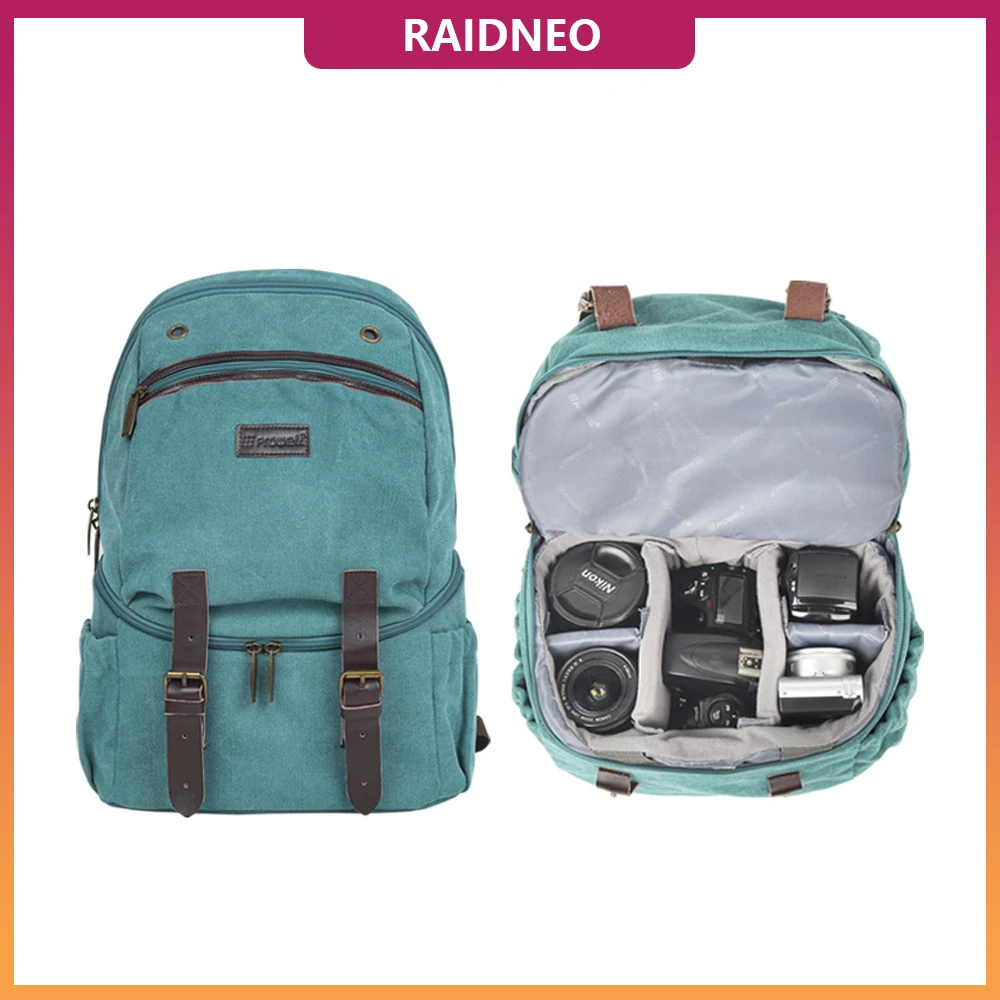 Waterproof Camera Bag Vintage Canvas Photography women backpack Large capacity Storage for Canon Sony Nikon DSLR Outdoor Travel