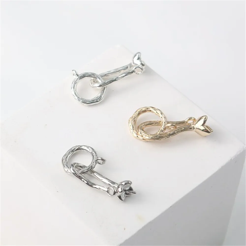 

14K copper bag gold color pin holder flower bud buckle bracelet necklace link buckle end clip DIY jewelry accessories