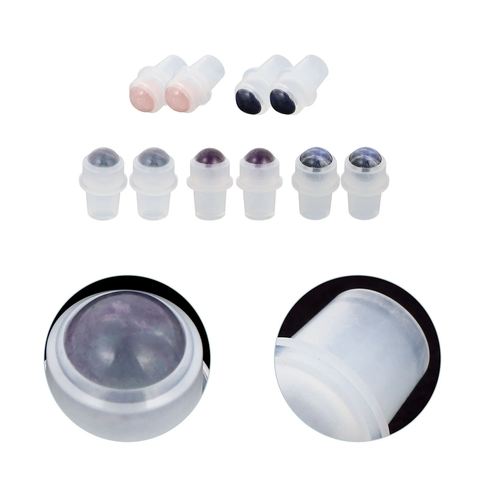 

10 Pcs Semi Precious Stones Replacement Rollers Balls Mini Perfume Bottle Mouth Travel Covers