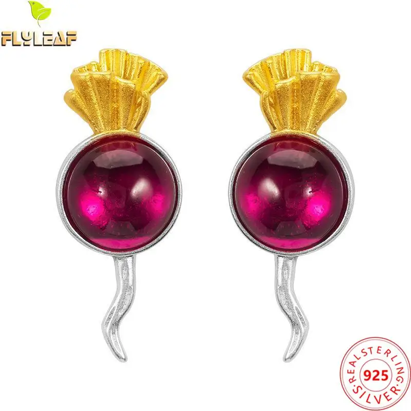 Женские серьги-гвоздики с редисом оригинальный дизайн серьги покрытием из