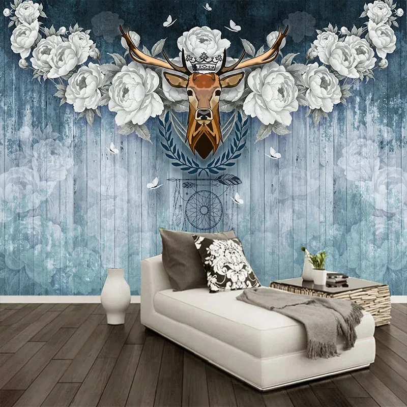 

Custom Any Size 3D Deer Head Antler Background Mural Wallpaper For Bedroom Walls Papel De Parede Home Décor Tapety Art Fresco