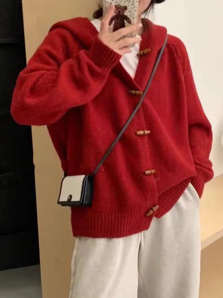 UCXQ винтажный свитер куртка в корейском стиле оливковая деревянная пряжка