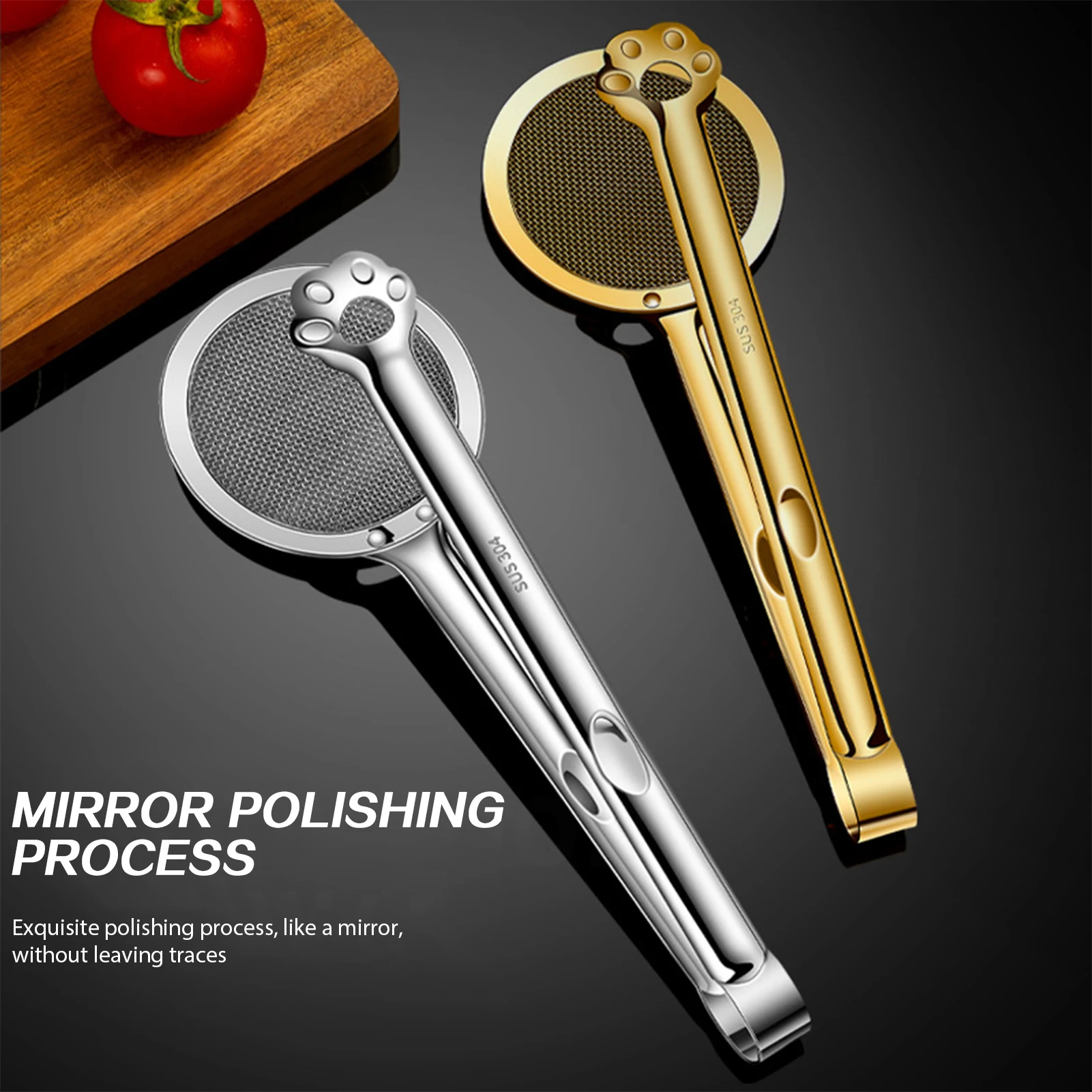 

2 In 1 Stainless Steel Filter Spoon Colander Clip Kitchen Frying Strainer Oil Frying Mesh Colander Food Anti-scalding Clip