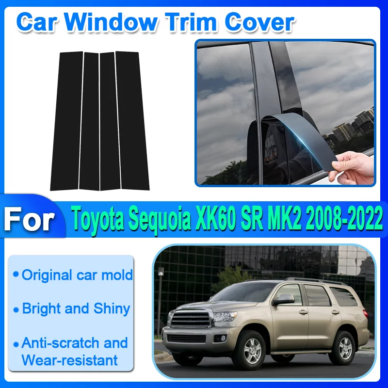 Накладки на окна автомобиля для Toyota Sequoia XK60 SR MK2 2008-2022 наклейка столб черный