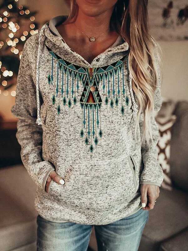 

New ethnic patterned printed women's sweater