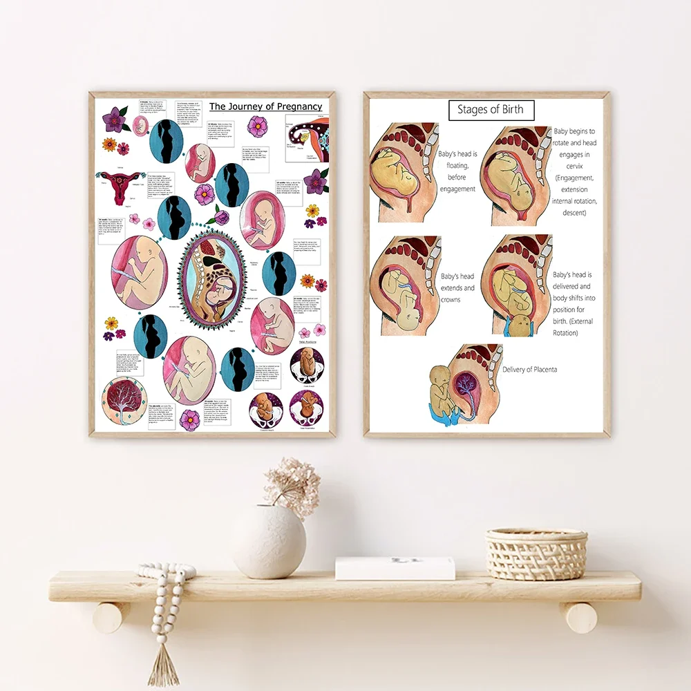 Цифровой плакат по тему работы и родов печать на холсте без рамы