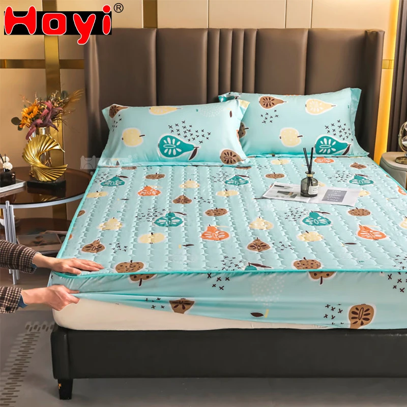 

Quilted Thicken Waterproof Mattress Cover King Size Cartoon Printed Adult Kids Super Soft Cozy Double Bed Protector Pad