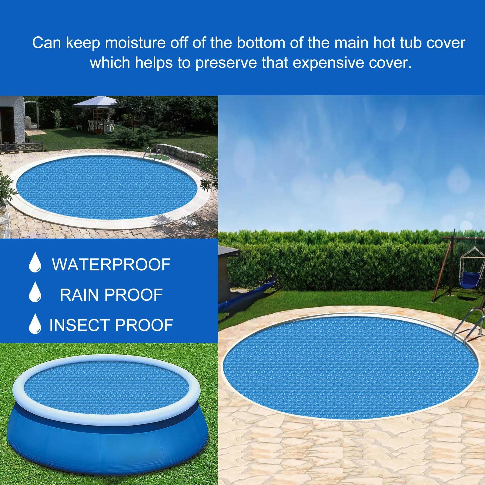 

Free ShippingSwimmingPool Insulation Blue Round Love PE Bubble Film Dustproof and Eainproof Summer Outdoor Essential Accessories