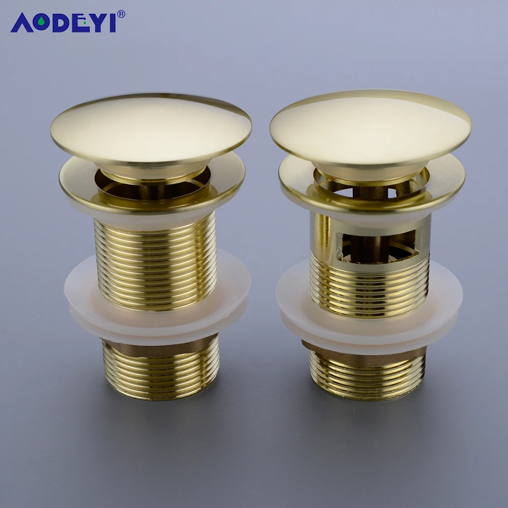 

Pop Up Drain Button Brass Bathroom Sink Plug Drainer Siphon Waste Stopper Wash Basin Faucet Accessory Washbasin Pipe Gold
