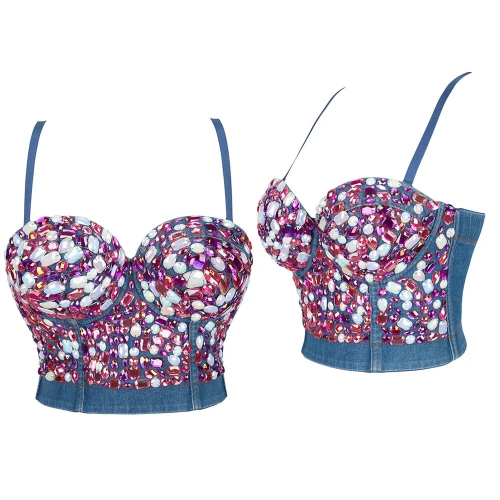 

Women Corset Sexy Short Demin Fashion Push Up Bralet Women Corset Bustier Bra Night Club Party Sexy Cropped Top Vest fashion