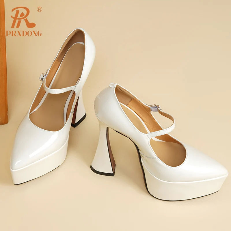 Женские туфли-лодочки на высоком каблуке PRXDONG бежевые из натуральной кожи