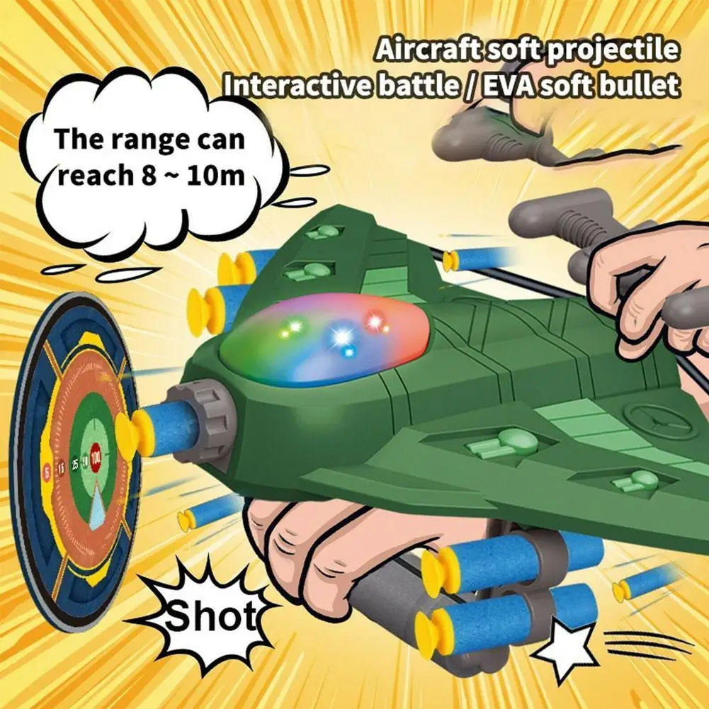 

Airplane Launcher Soft Bullet Catapult Plane Toy Sucker Darts Shooting Game Toy With 6 Soft Darts Outdoor Sport Toys for Kids