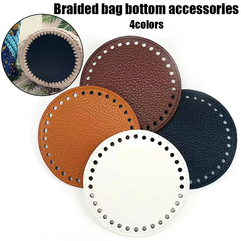 

12cm Solid Color Bag Bottom PU Leather Round Bag Bottom Cover Woven Lychee Pattern Crossbody HandbagBottom DIY Bag Accessories