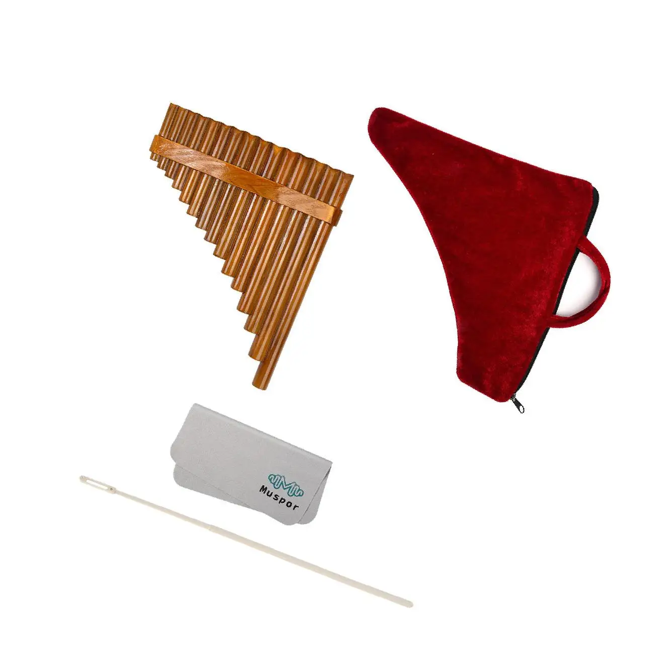 

1Set Bamboo Pan Pipe Flute Woodwind G Key Instrument for Beginner Right-Hand