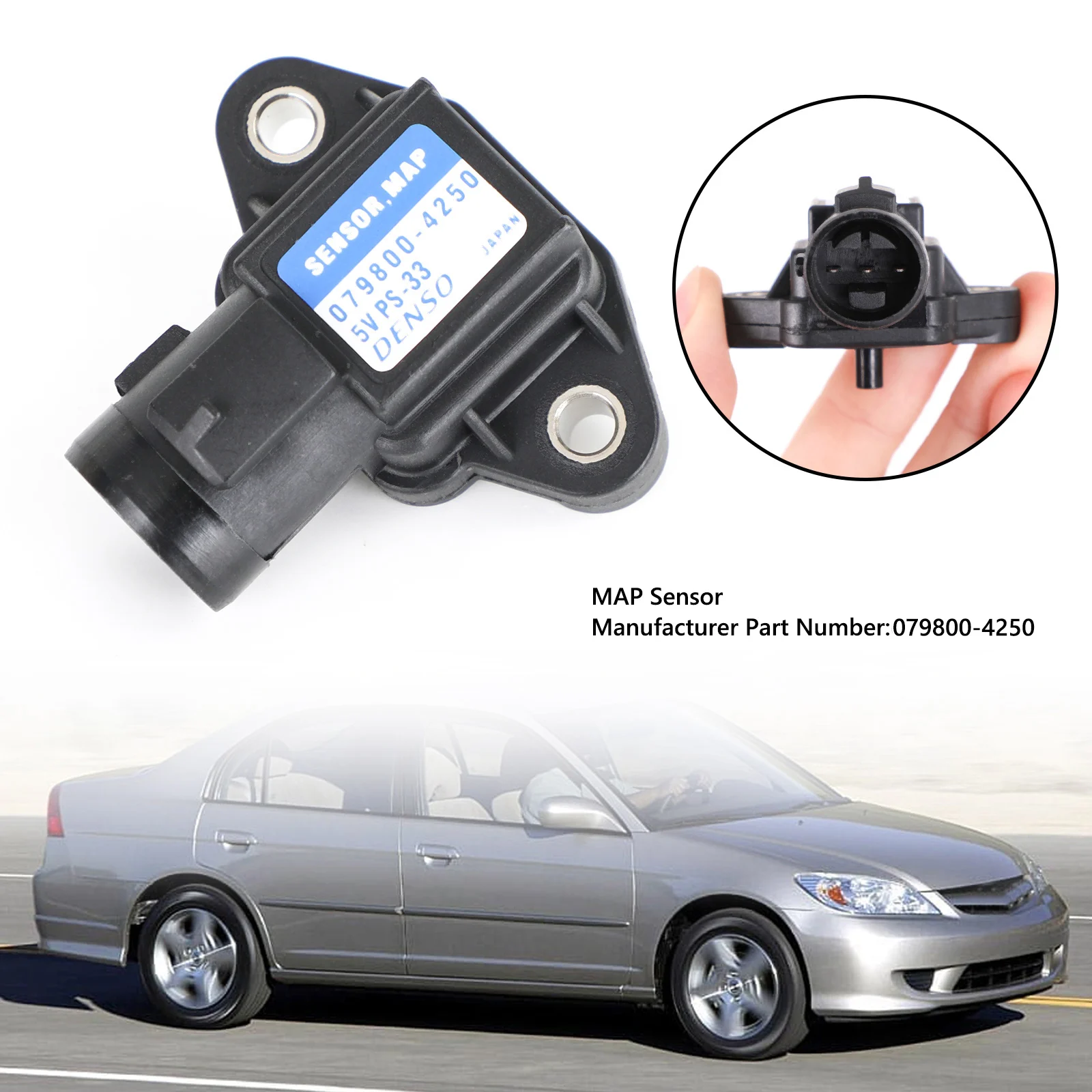 

Artudatech Air Intake Pressure Sensor MAP Sensor 079800-3000 For Honda Civic Accord Car Accessories
