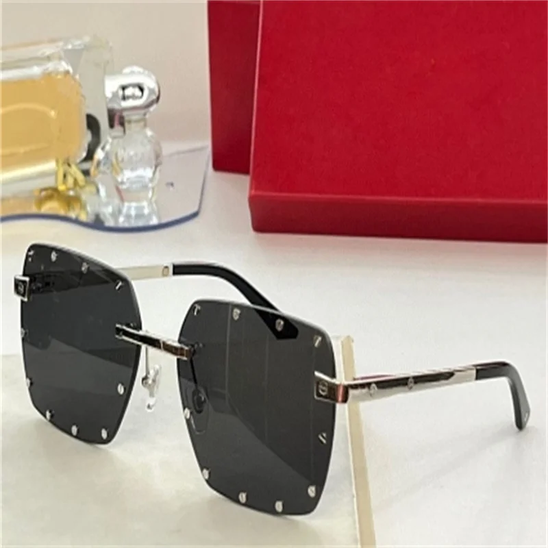

Funky Sunglasses For Men and Women Summer 8157 Style Anti-Ultraviolet Retro Plate Metal Square Frameless Retro Eyewear With Box