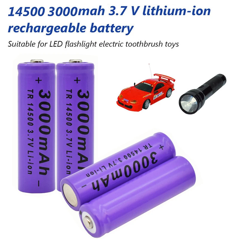 

2022 New 3.7v 14500 rechargeable battery 3.7v lithium AA battery 2A 3000mAh li-ion batteries