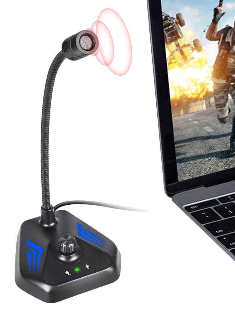 

USB Computer Microphone RGB PC Microphone RGB Mic With Mute Botton For Gaming Meetings Live Streaming Compatible With Desktop