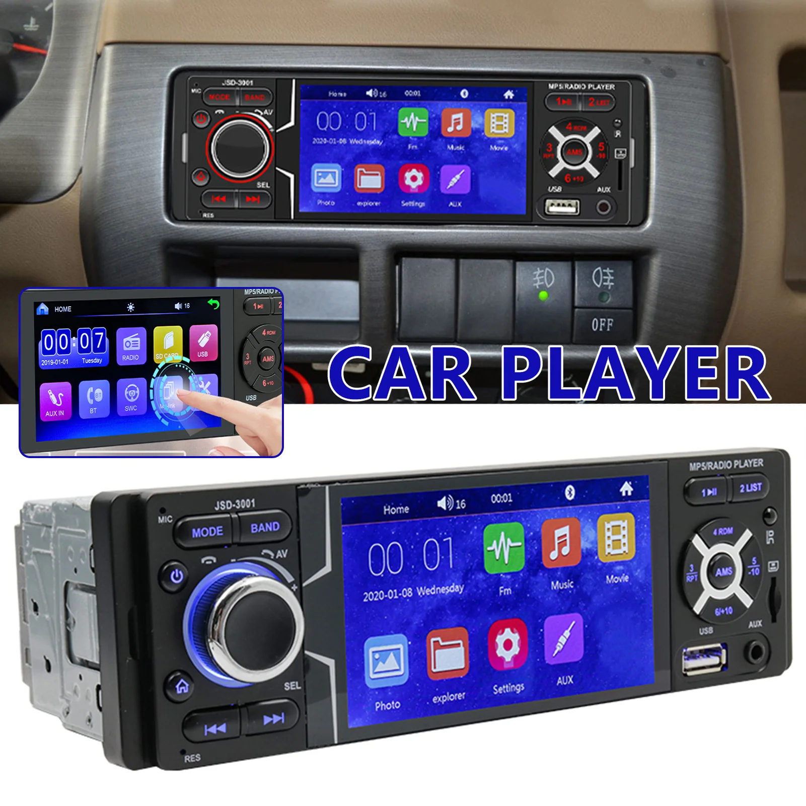 

4.1 Inch Touch Screen MP5 Player For Car USB Socket Car MP3 Player For Auto Interior