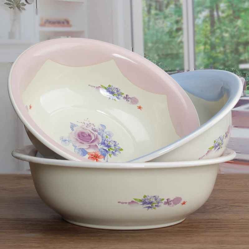 

New Enamel Washbasin Luxury Bowl Soup Basin Retro Nostalgic Home Kitchen Old Fashioned Bowl Boutique Basin Kitchen Supplies