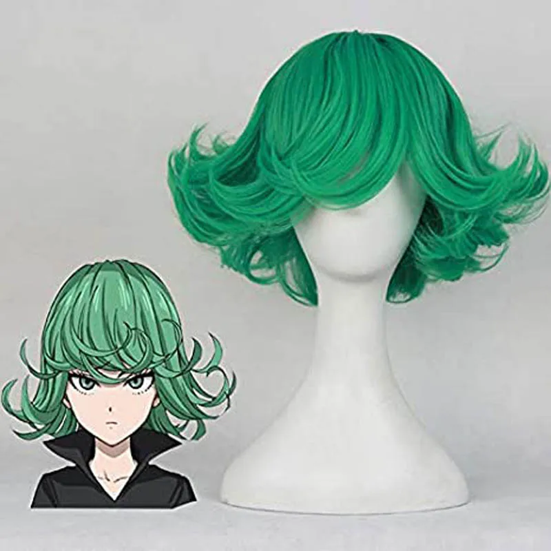 Anime ONE PUNCH-MAN Cosplay Tatsumaki Cosplay Costume Senritsu NoTatsumaki Anime One Punch Man Synthetic Hair Wigs + Wig Cap
