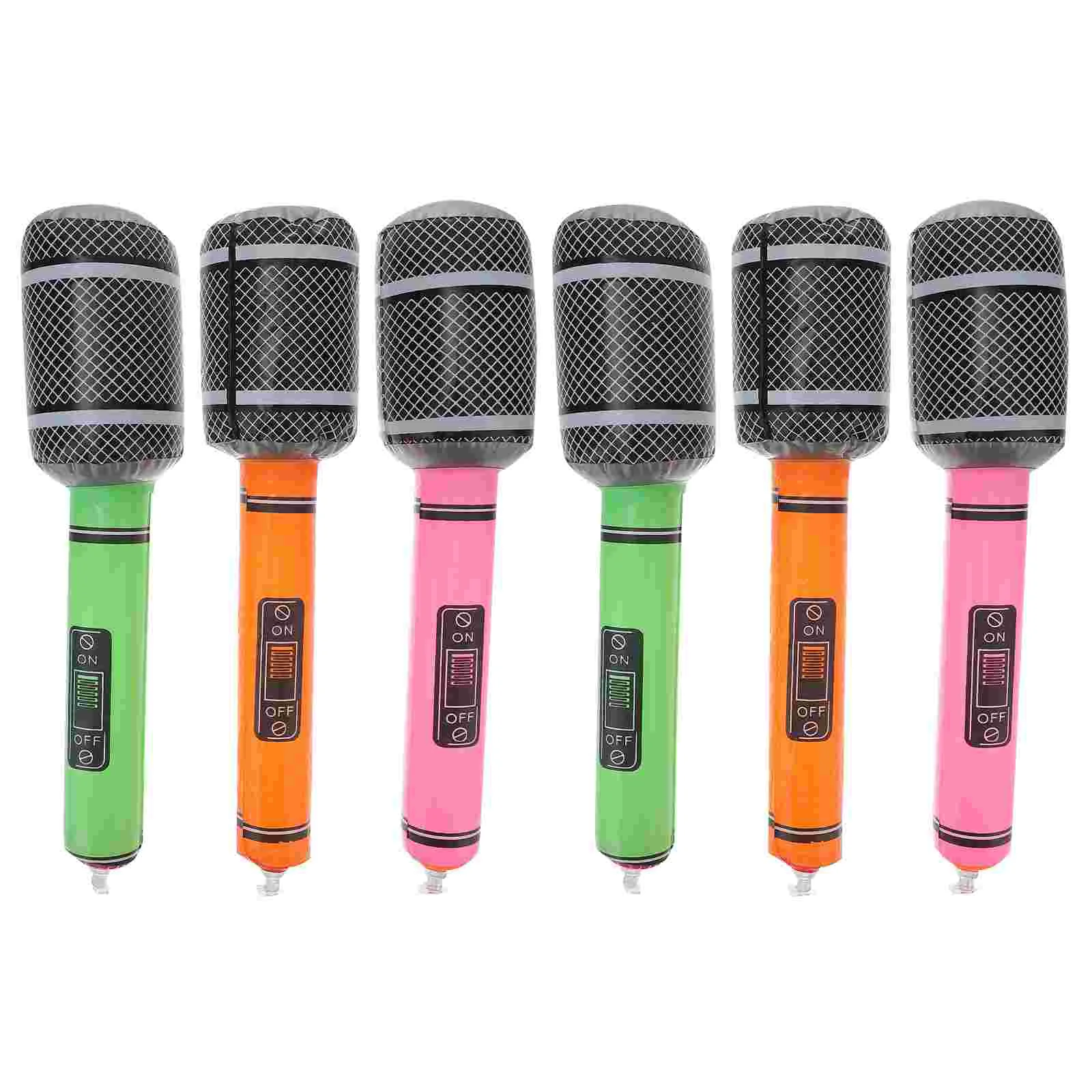 

6pcs Ballon Plastic Microphone Shaped Inflatable Blow Funny Party Favor Kids Gift for Kids