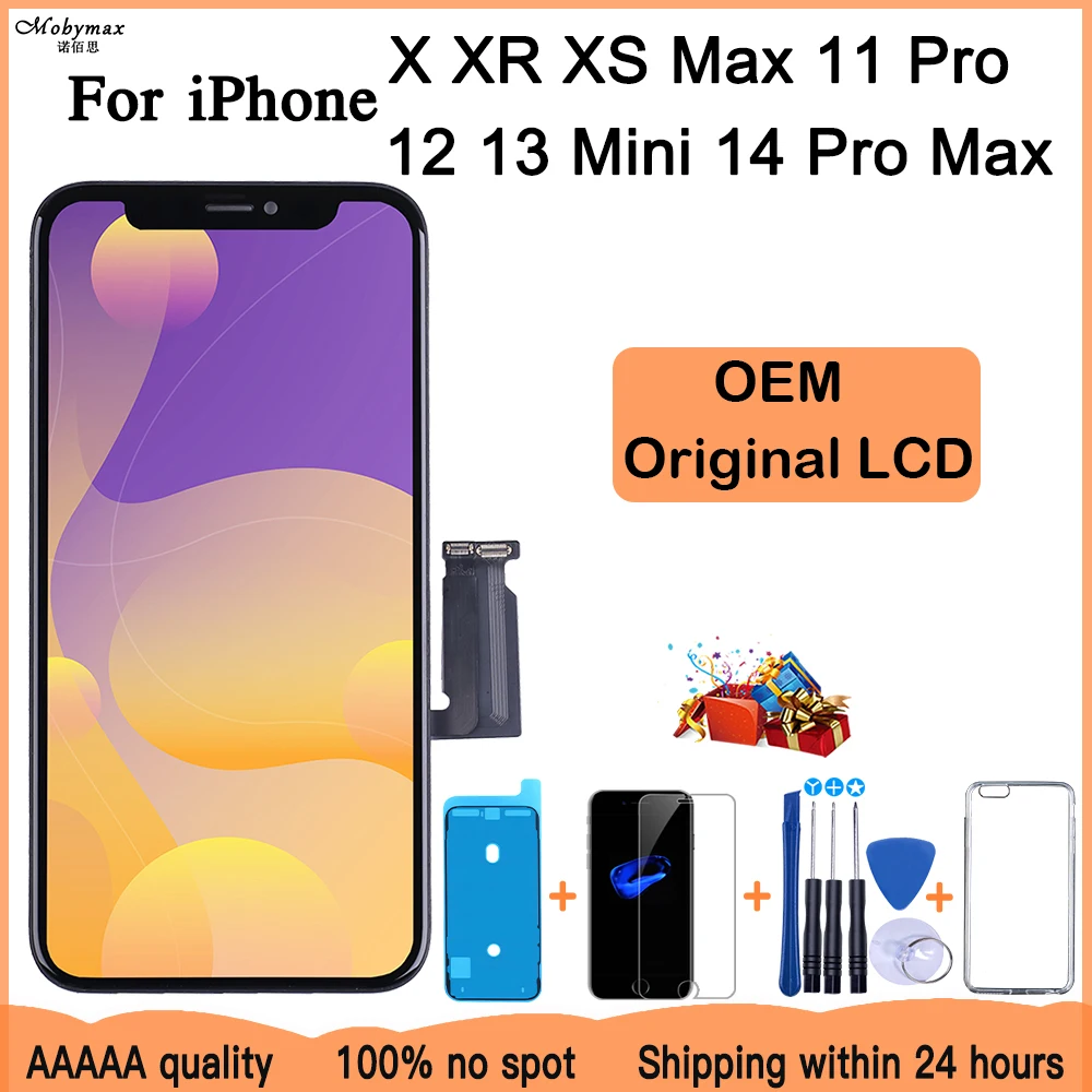 ЖК-дисплей OEM для iPhone X XS XR 8 7, сенсорный цифровой комплект в сборе для iPhone 11 12 13 14 mini Pro Max, оригинальный сменный 3D экран