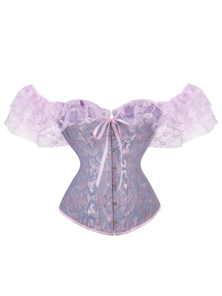 Женский кружевной корсет с оборками в виде рыбьей косточки
