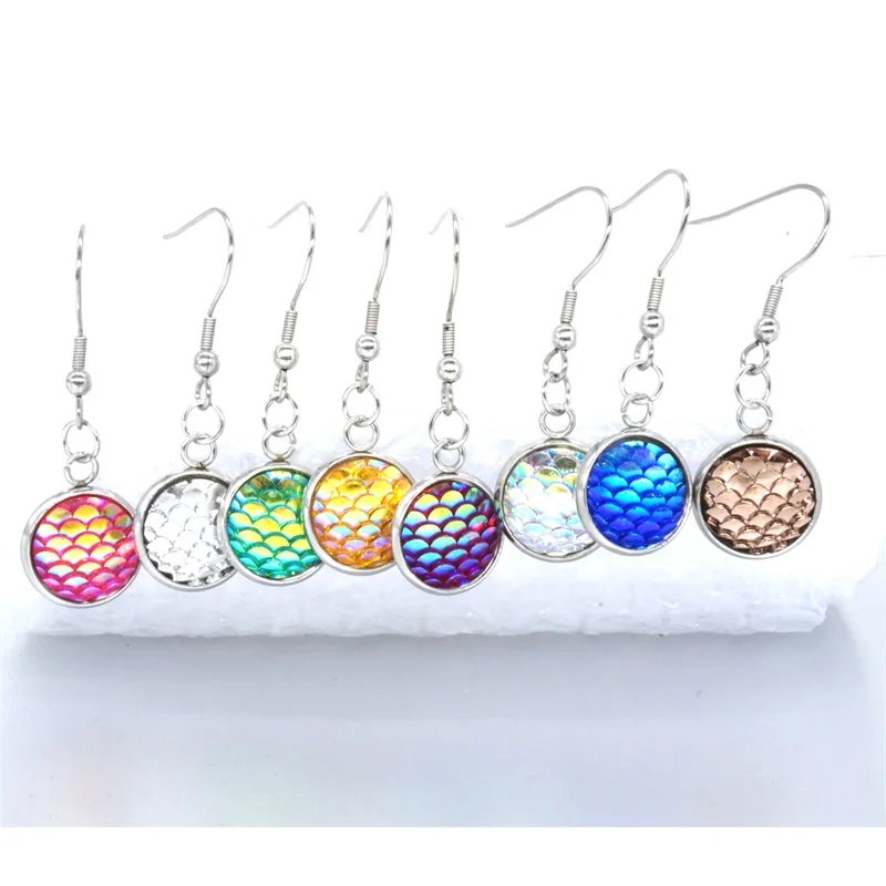 

Металлические серьги в виде рыбьей чешуи, 12 мм