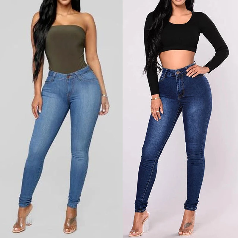 

Women's Skinny Super Stretchy Jeans Pencil Pants Fashion Sexy Streetwear Trousers High Wasit Black White Blue Denim Pants