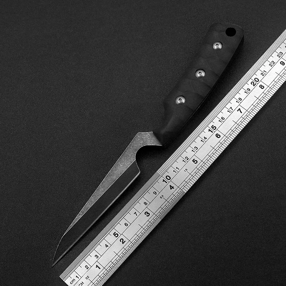 

Lightweight Small Outdoor Camping Hunting Straight Knife 440 Blade G10 Handle Multifunctional EDC Tea Knives With Sheath