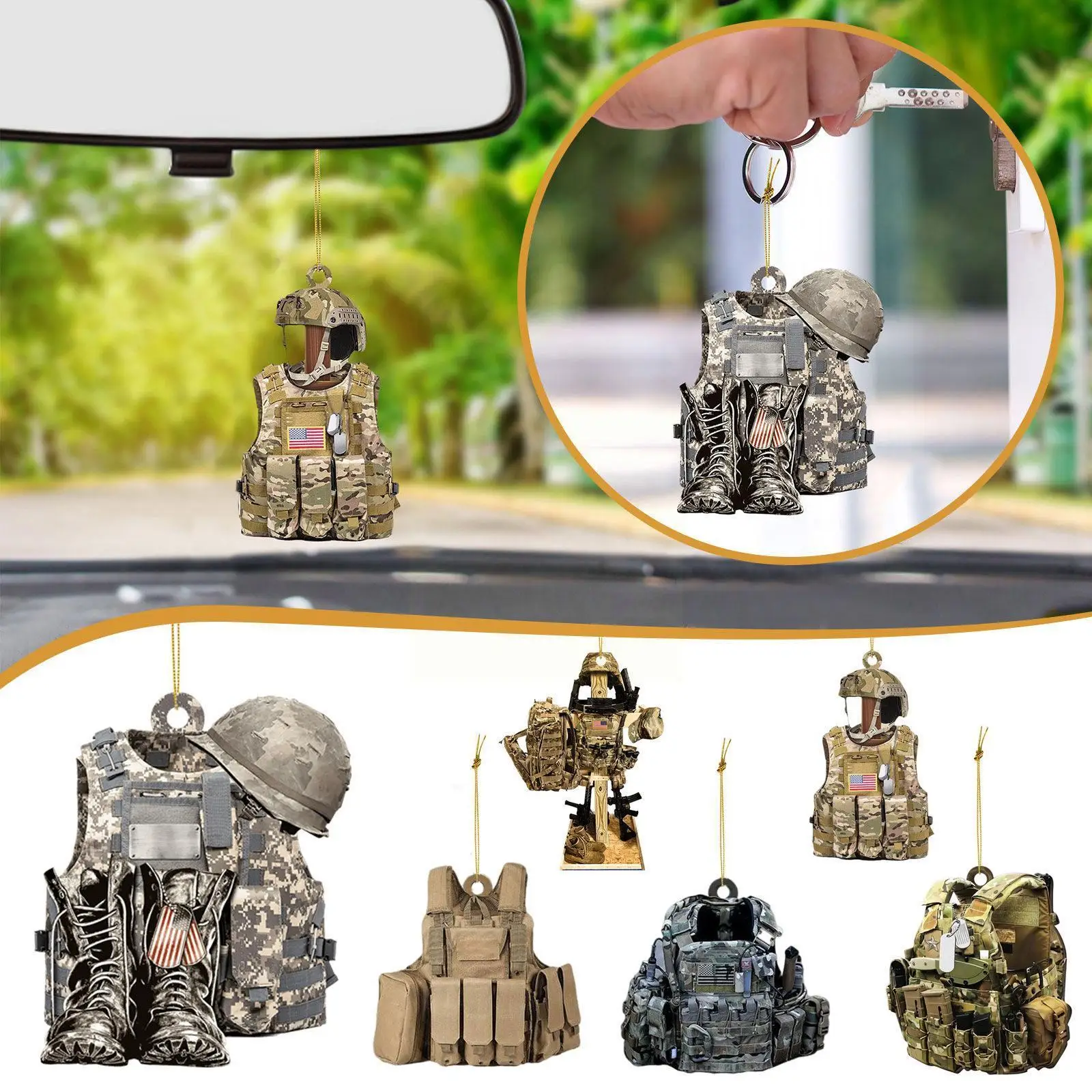 

Car Flat Acrylic Ornament Military Uniform - BOOTS HAT & W5B5