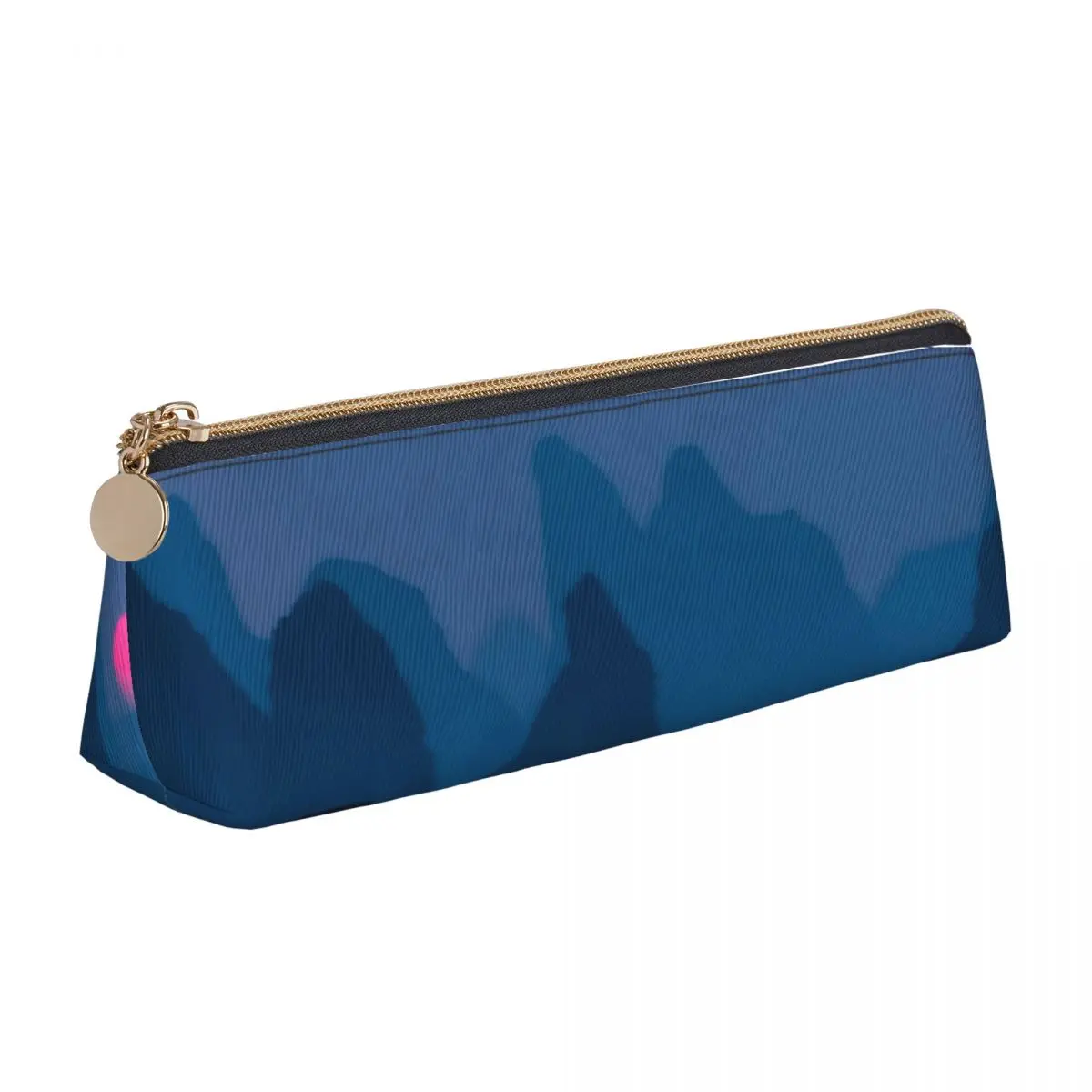 

The Mountains Art Leather Pencil Case Sunset Print Cute Zipper Pencil Box Back to School Teens Triangle Pen Organizer