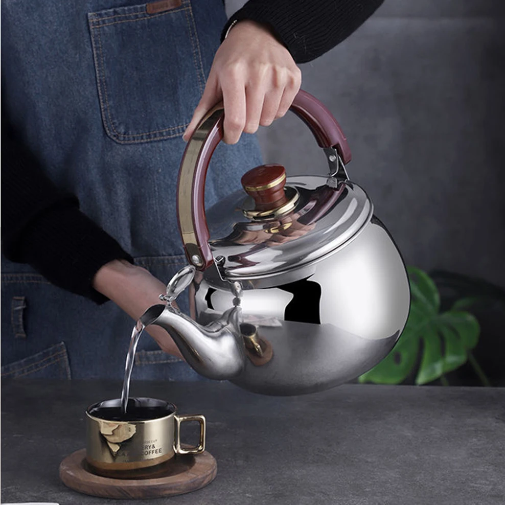 

5L Large Capacity Boiling Water Kettle 304 Stainless Steel Teapot For Tea Brewing In Mug Whistle Kettle For Home Tea Infuser